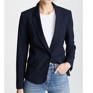 Theory Gabe B 2 Urban Stretch Virgin Wool Blend One Button Blazer Navy Blue Sz 6